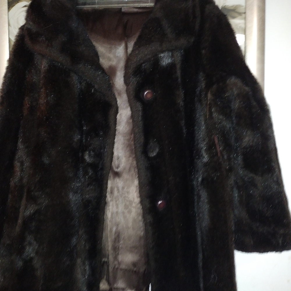 Faux minky coat Brown. Vintage cost size 2xlarge
